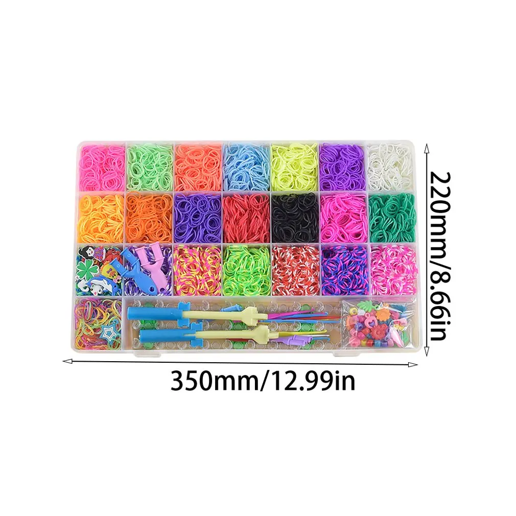 For Loom Bands Rainbow Hand-Woven Diy Rubber Band Bracelet Set Upgrade Version 28 Grid 6800 Root