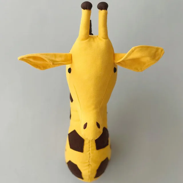 Giraffe Плюшевая голова животного настенное украшение мягкие игрушки голова настенное крепление для детей Слон/Жираф/зебра спальня настенный подарок - Цвет: Giraffe