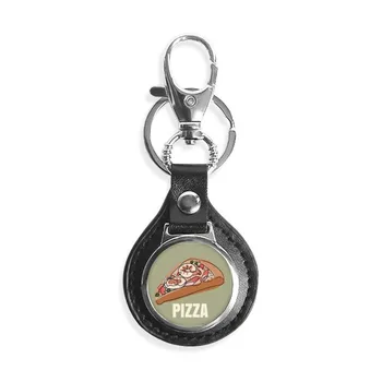 

Slice Of Pizza Italy Sea Foods Leather Metal Key Chain Ring Car Keychain Gift