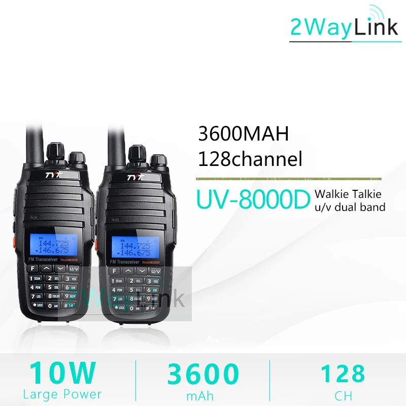 TYT TH-UV8000D портативная рация 10 км двухдиапазонный VHF& UHF 10 Вт 10 км любительский радиоприемник 3600 мАч функция перекрестного ретранслятора радиоприемник TYT - Цвет: 2PCS Radios