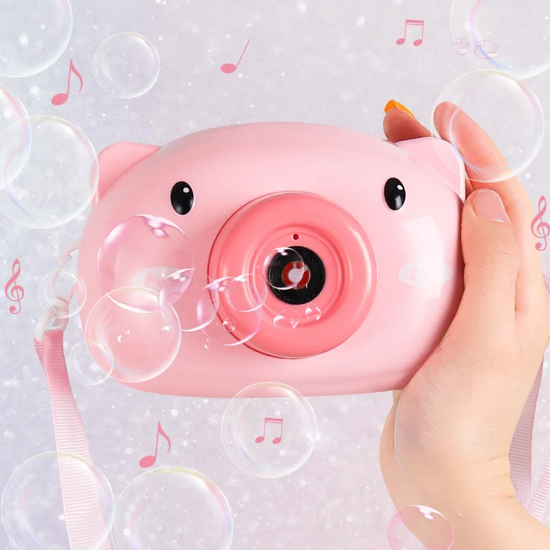 

Baby Music Bubble Machine Outdoor Automatic Bubble Maker Gift Cute Cartoon Pig Camera Kids Toys Girlfriend Giocattoli Bambini