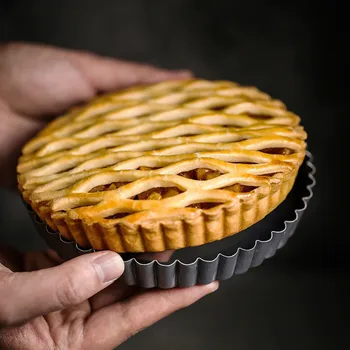 

6Inch Round Pie Pan Non-Stick Tart Quiche Flan Molds Pizza Cake Mould Removable Loose Bottom Fluted Heavy Duty Bakeware Tools