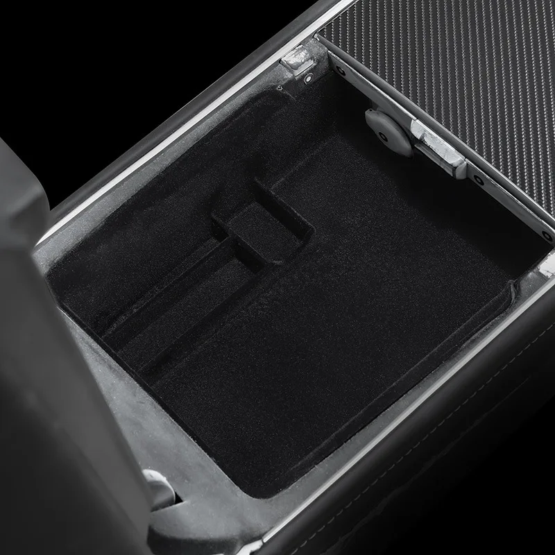 New for Tesla Model 3 Y 2021 Car Armrest Box Storage Organizer Containers Center Console Flocking Storage Box Console Holder