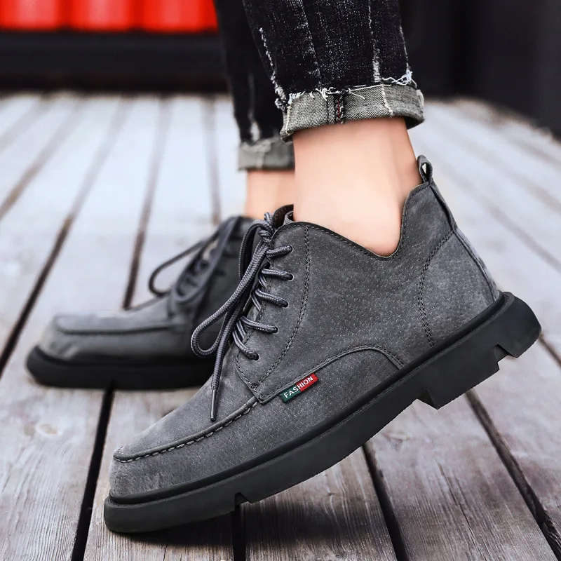 

Men Martin Boots 2019 Autumn New Style da ma xue England Leather Short Boots Retro Students Fashion Men's Boot