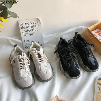 

SWYIVY Mesh Black Sneakers Women Shoes Breathable Casual Shoes Woman 2020 Spring Shallow Women Sneakers Solid Old Ladies Shoe 39
