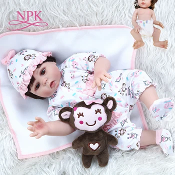 

48CM full body soft slicone real touch reborn baby girl bebe doll reborn Bath toy Anatomically Correct premie cuddly baby size