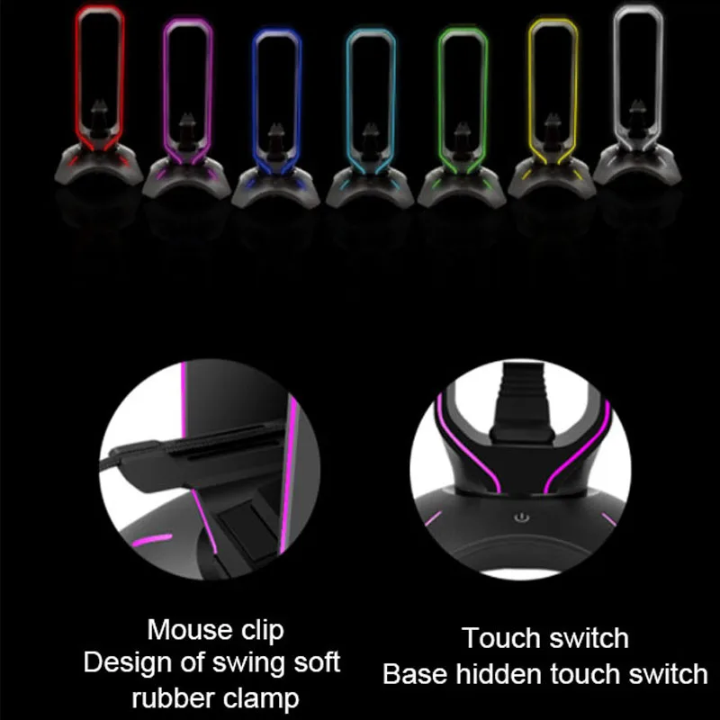 Fones de Ouvido Rgb Suporte de Fone de Ouvido Sobre-orelha Titular Prateleira de Exibição de Mesa com Portas Usb para Gamers Jogos Acessórios para Computador Mesa - Image 3