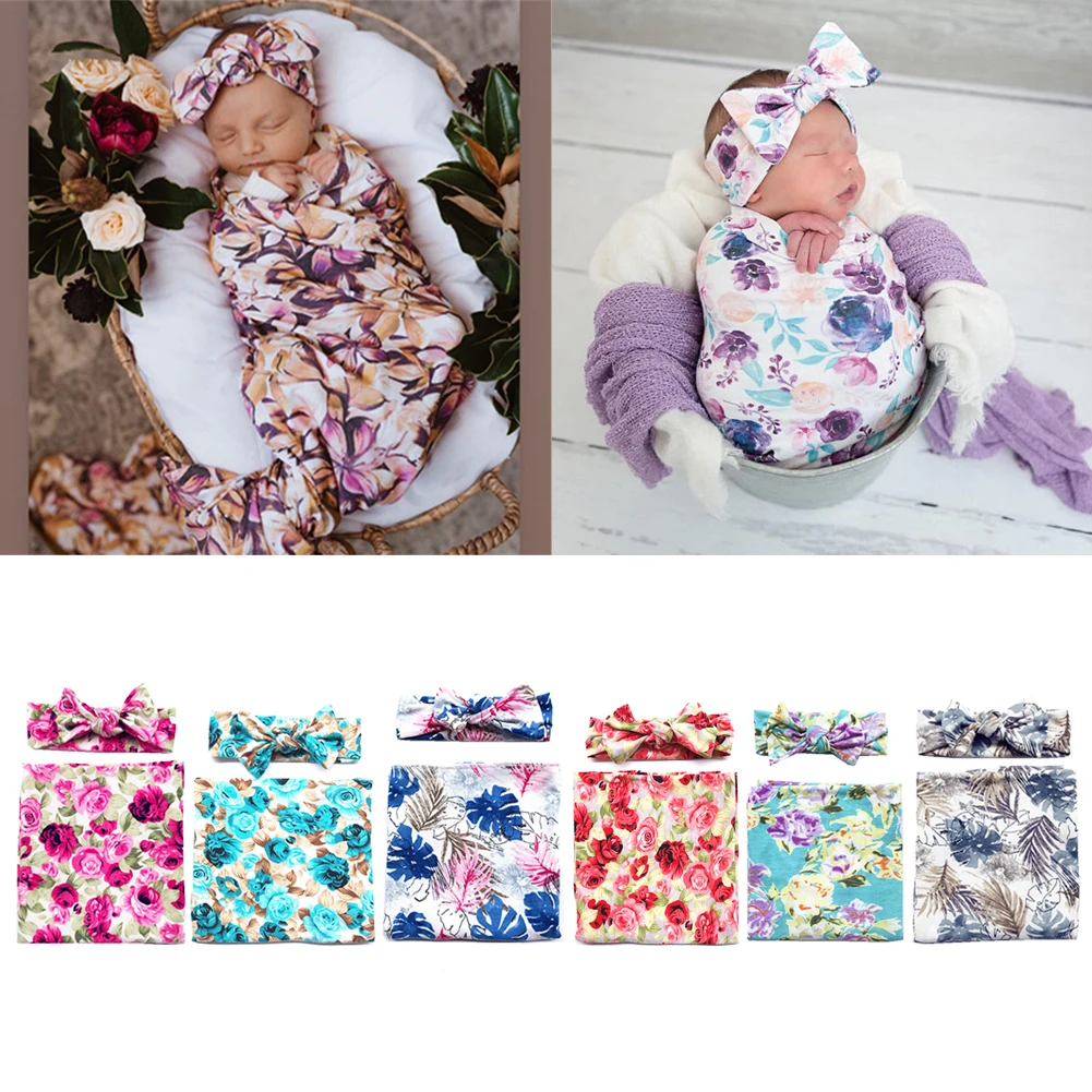 Пеленальное Одеяло для новорожденных пеленка для сна муслиновая пеленка+ повязка на голову