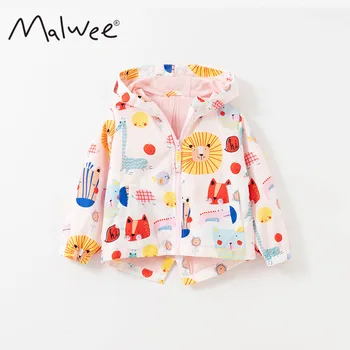 

2020 Autumn Winter baby girl coat Thin printed cotton cardigan girl hooded jacket autumn 3-8 years old casual girl jacket