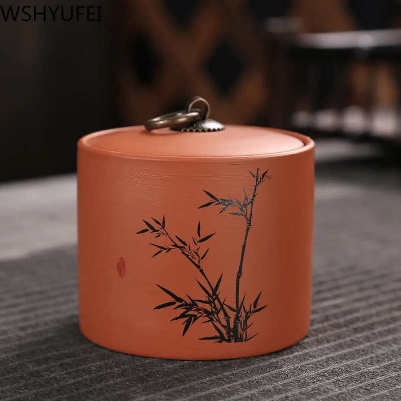 

New trumpet Tea cans with lids Sealed moisture-proof Pu'er tea storage tanks Living room home storage tanks WSHYUFEI