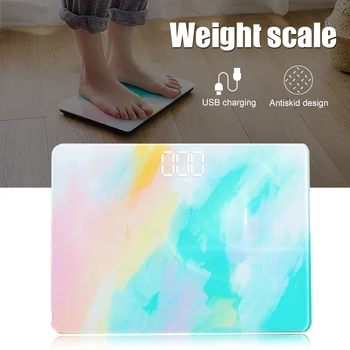 

ColorfulBody Floor Scales Glass Smart Electronic Scales USB Charging LED Display Digital Body Weight Scale HUG-Deals