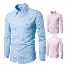 Модная повседневная мужская блуза, Новое поступление, мужская рубашка, Мужская брендовая одежда, узкая деловая рубашка с принтом, Мужская розовая Y