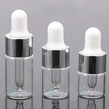 

5Pcs 1ml/2ml/3ml Clear Glass Essential oil Aromatherapy Dropper Bottles Silver Aluminum cap Reagent Drop Eye Liquid Pipette Vial