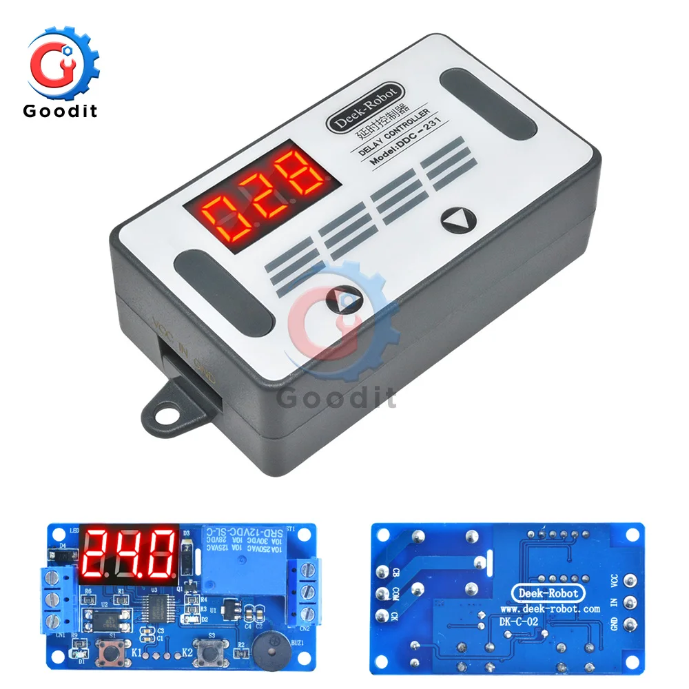 

Time Delay Relay Controller DC 12V Digital LED Display Programmable Timer Switch PNP sensor Trigger PLC Automation Car Buzzer