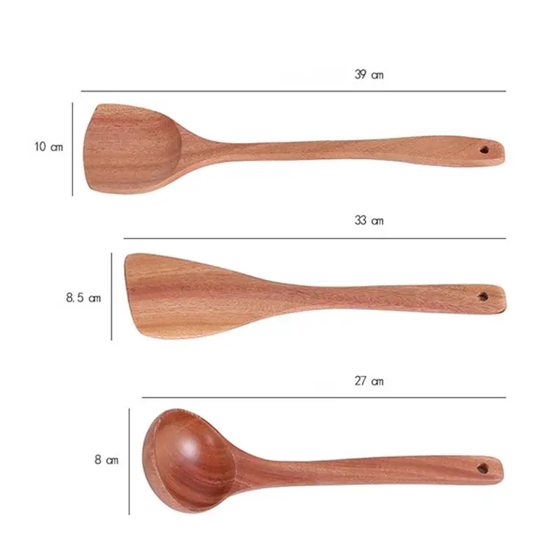 1pc Spatula Durable Lightweight Long Handle Non-Stick Wooden Cooking Utensil For Restaurant Kitchen Home