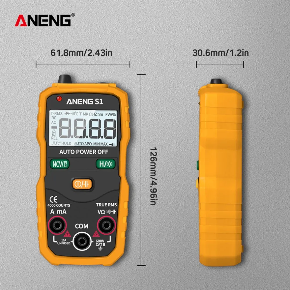 ANENG S1 ЖК-цифровой мультиметр Мини DC/AC Измеритель Напряжения тока ручной диод NCV тестер фонарик мультитестер