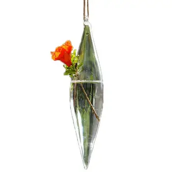 

New Cute Glass Olive Shape 1 Hole Flower Plant Hanging Vase Home Decor