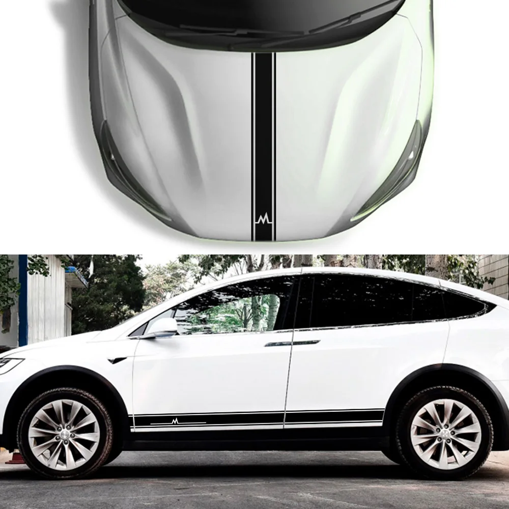 3pcs Car Door Side Skirt Stickers For Tesla Model 3 S X Y Tuning