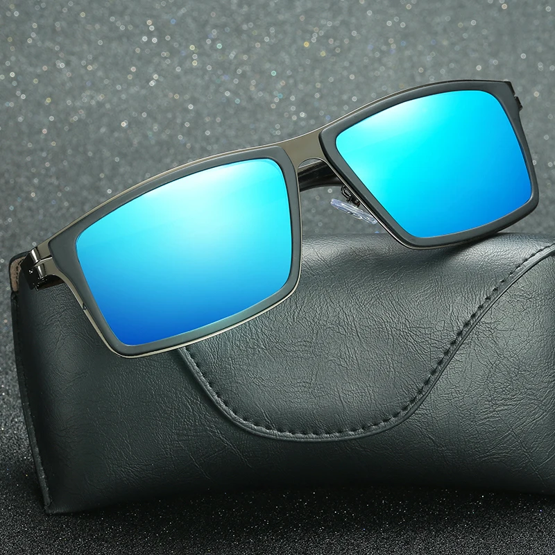 glasses панк sunglasses прямоугольные мужские солнцезащитные очки, поляризованные, синие оттенки, мужские, s металлическая оправа, солнцезащитные очки, фирменный дизайн, Ретро стиль, для вождения, рыбалки, gafas