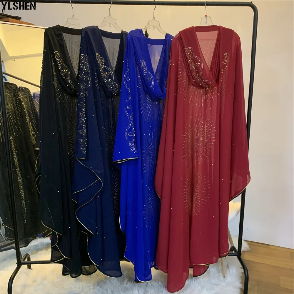 African Dresses for Women Clothes Muslim Dress Plus Size Dashiki Diamond African Dress Hijab Abayas Dubai Robe Africa Clothing 06