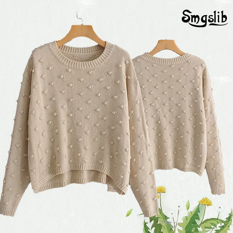 

streetwear casual knit sweater women autumn 2019 o neck long sleeve pullover jumpers winter khaki sweaters mujer