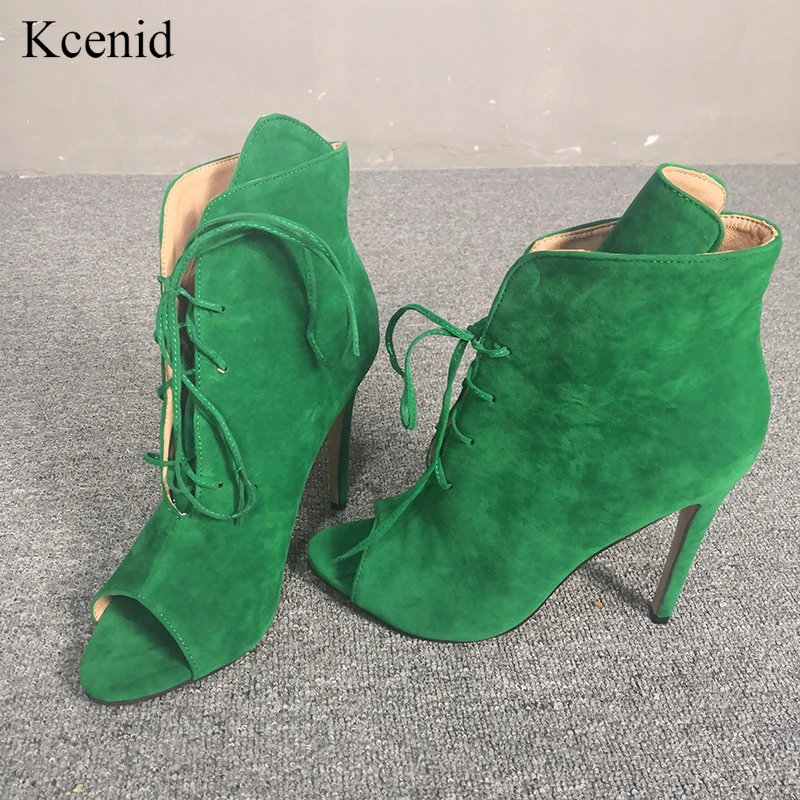 green suede stilettos