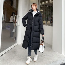 2021 winter new Women's mid-length cotton-padded jacket for style down cotton Korean style over-the-knee loose padded jacket