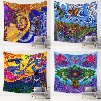 

Color animal graffiti tapestry bedroom wall decoration wall hanging cloth fabric hanging painting background cloth