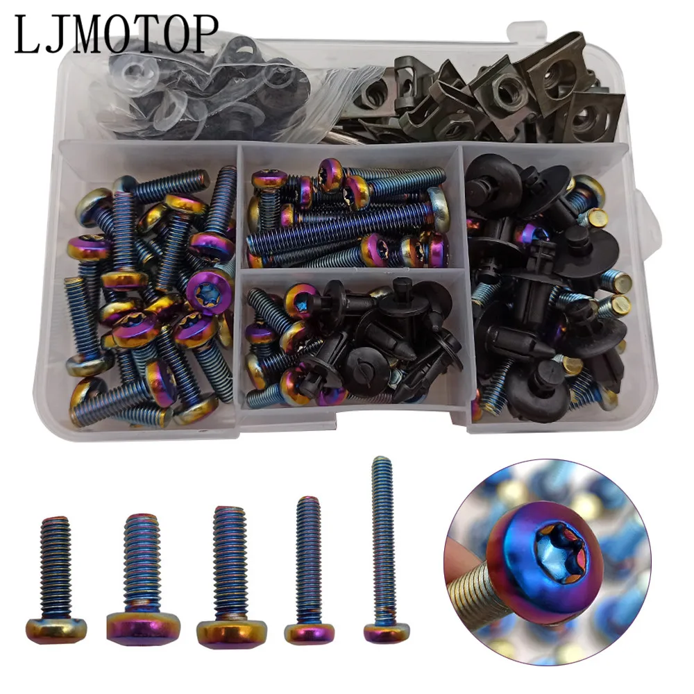 Universal Motorcycle Fairing Screws Fastener Clips Body Spring Bolts Kit for Suzuki GSX1000 1100 400 GT 250 550 RG500 RGV250