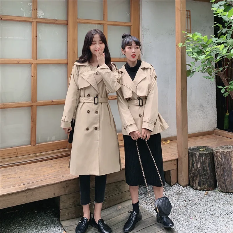 Autumn Outer New Style Fashion Korean-style Versatile Loose Retro British Style Coat Popular Short-height Trench Coat Women