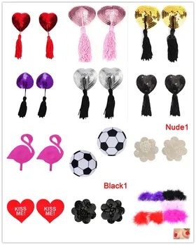 

1 Pair Reusable Nipple Cover Tassels Pasties Sexy Breast Petals Sequin Boob Tape Self Adhesive Nipples Stickers For Women