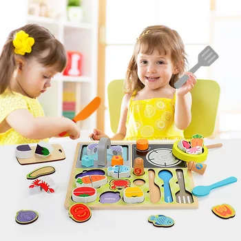 

Montessori's new family kitchen series toys wooden kitchen imitates the family DIY to understand the role