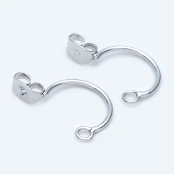 

10pcs Silver Ear Back Stoppers, Rhodium plated Brass Earring Nuts with loops, Earplugs Ear Piercing Plug Caps Jewelry Findings