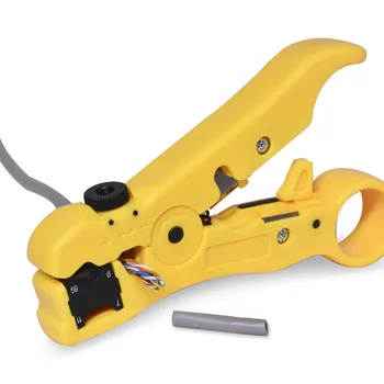 

Network Wire Stripping Tool Multi-Function UTP Cat5 Cat6 RG59 Flat Round Coaxial Twisted Pair Cable Stripper Cutter Blue Yellow