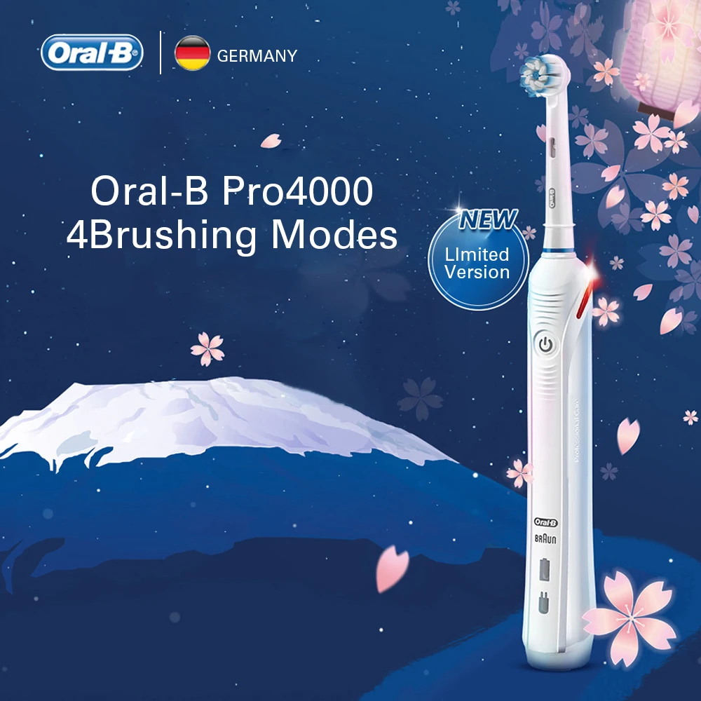  Oral B Ultrasonic Electric Toothbrush Rechargeable Teeth Whitening PRO4000 3D Smart Tooth Brush 2 R - 32971435345