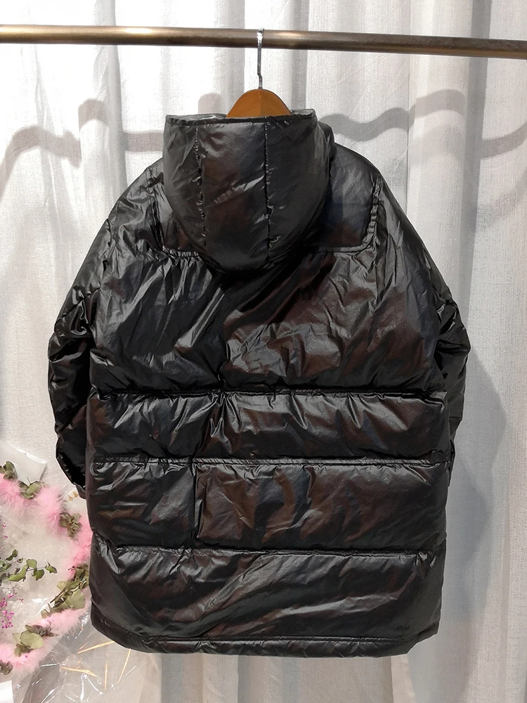 Custom Women Hooded Softshell Shiny Down Coat Waterproof