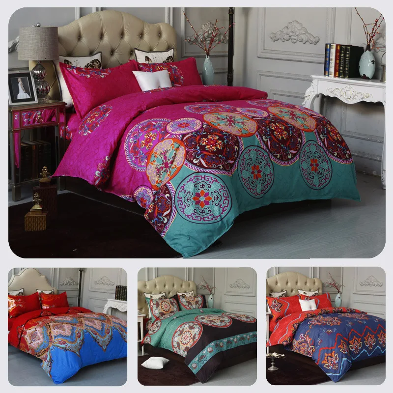 

Bohemian Bedding Set Queen King 4 Sizes Duvet Cover Set With Pillowcase Bedclothes For Home Luxury Linen Bedding Home Textile