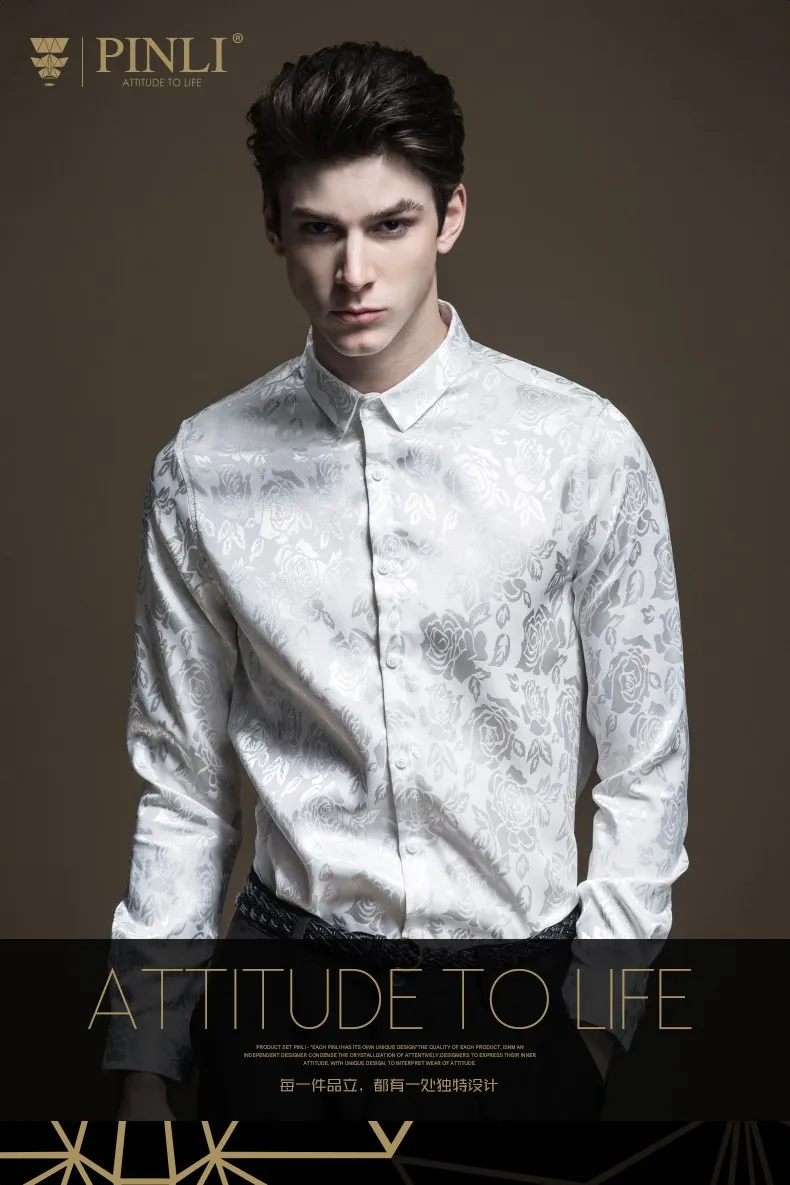 Camisa Social Лидер продаж Masculina Camiseta Pinli осень Новая Мужская квадратная жаккардовая тонкая рубашка с длинными рукавами B193413233