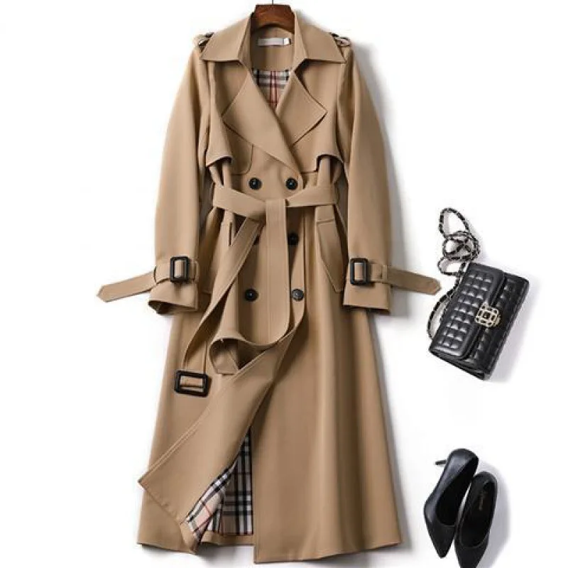 

2020 Autumn and Winter New Windbreaker Women's Mid-length Korean Version of the Overknee Coat Causal OL Commute Coat