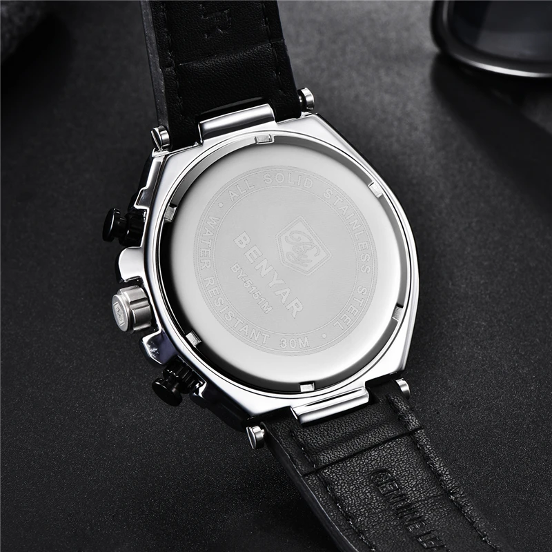Benyar New Quartz Men Watches Multifunction Sport Chronograph Watch Men Top Luxury Brand Wri-4