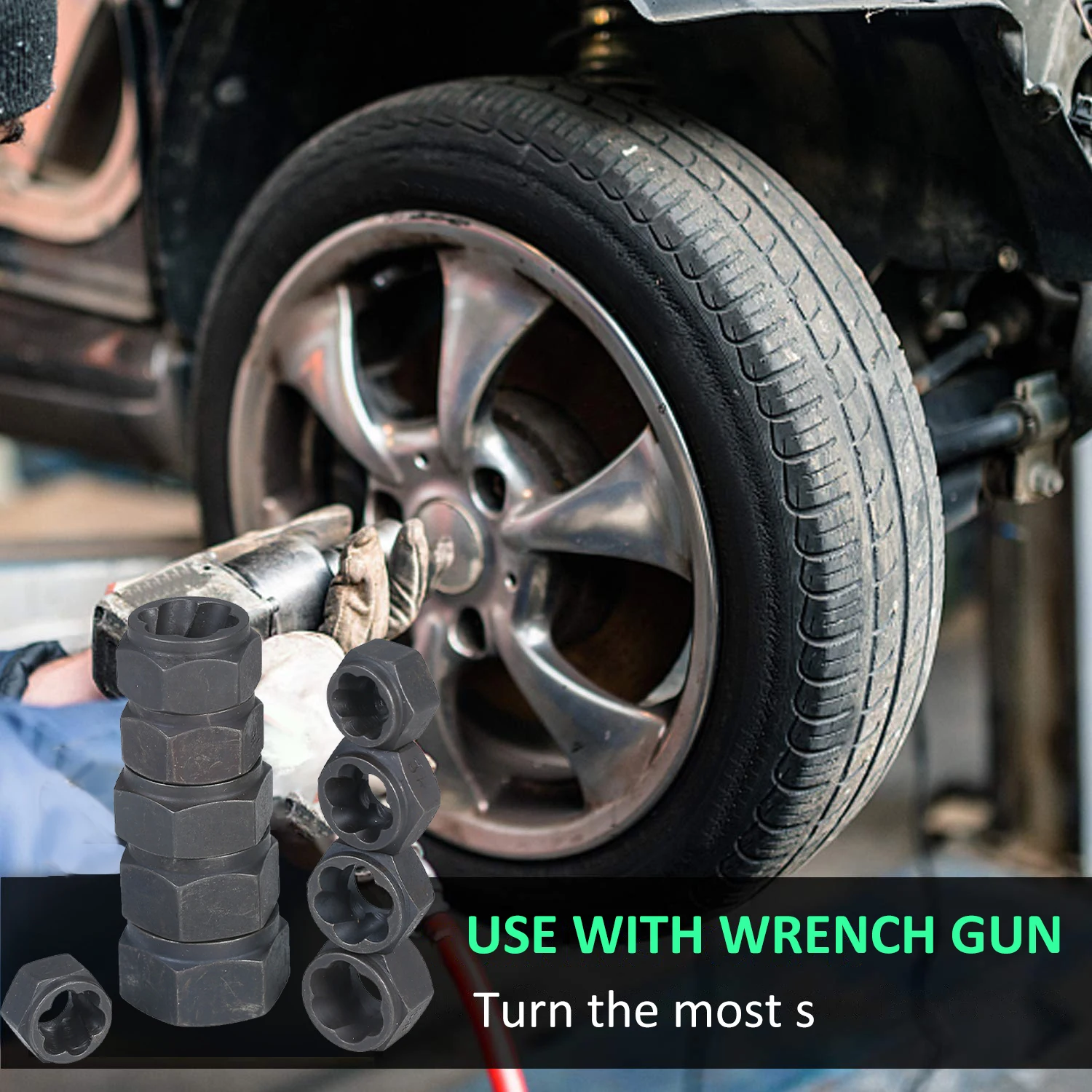 

Hot 11Pcs Impact Bolt Nut Remover Set Nut Extractor Twist Socket 9-19MM Locking Wheel Metric Bolt Remover Tool Set