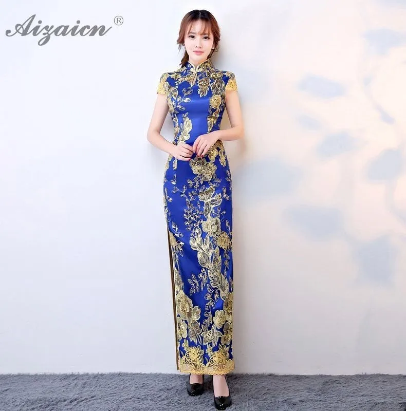 Сезон: весна-лето новый ретро вышивка Cheongsam платья для женщин Chinoise невесты длинные Qi Pao для китайский традиционный свадебный платье Красный