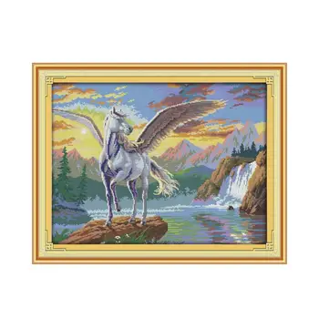 

Joy Sunday Cross Stitch Kit Stamped Flying Horse Patterns 14CT 11CT Printed Cross Stitch Kit Handmade Embroidery Needlework Sets