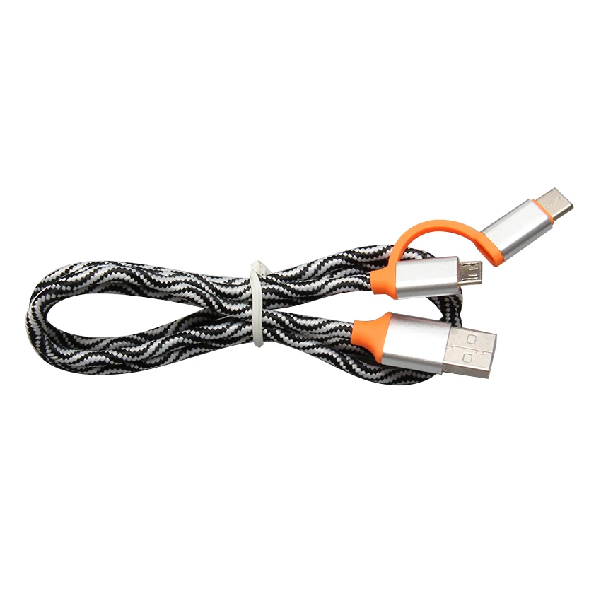Ткань 25 см 100 см 2 в 1 Micro usb type C кабель для samsung Xiaomi Mi8 huawei P20 mate 20 Pro мобильный телефон кабель USB-C 50 шт