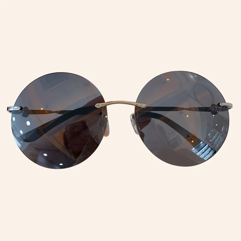 No.4 sunglasses Модные новые круглые солнцезащитные очки для женщин с пластиковой коробкой gafas de sol hombre Винтажные Солнцезащитные очки без оправы для женщин - Цвет линз: No.4 sunglasses
