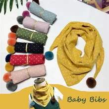 Милый хлопковый детский нагрудник в горошек; треугольный шарф для маленьких девочек; яркие цвета; Детский шарф с воротником; зимний подарок