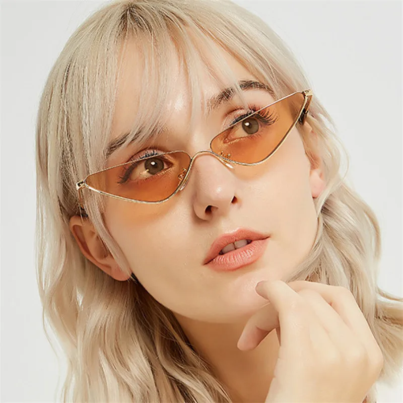 

HJYBBSN Vintage Cat Eye Sunglasses Women Color Lens Sun Glasses Cateye Trendy Sexy Festival Eyeglass Woman Shades Oculos UV400