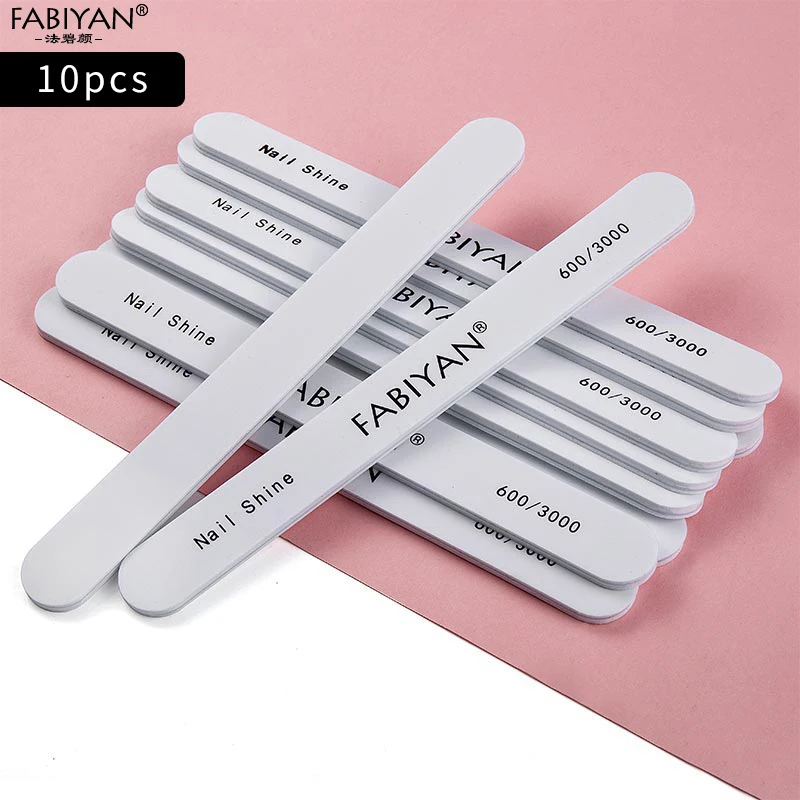 10Pcs white round Маникюрный педикюр Двусторонняя полировка ногтей пилка инструмент шлифовальный буферный гель удаление губки полировка Уход Инструмент аксессуары набор - Цвет: 10Pcs white round