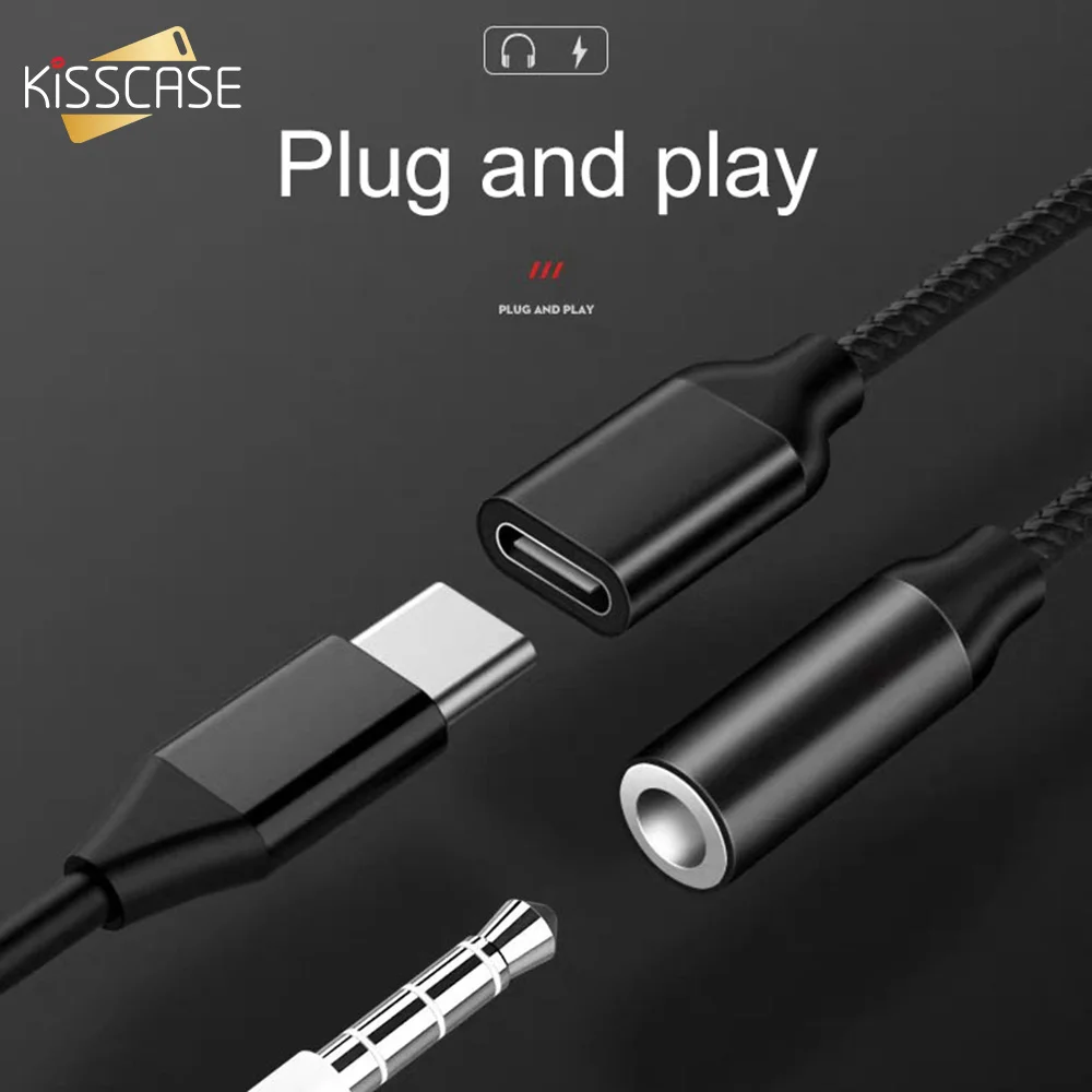 KISSCASE 3,5 мм type C к USB адаптер type C кабель для huawei P20 Pro Mate10 Pro адаптер для Xiaomi8 MIX 2S 2 в 1 Кабели адаптеров