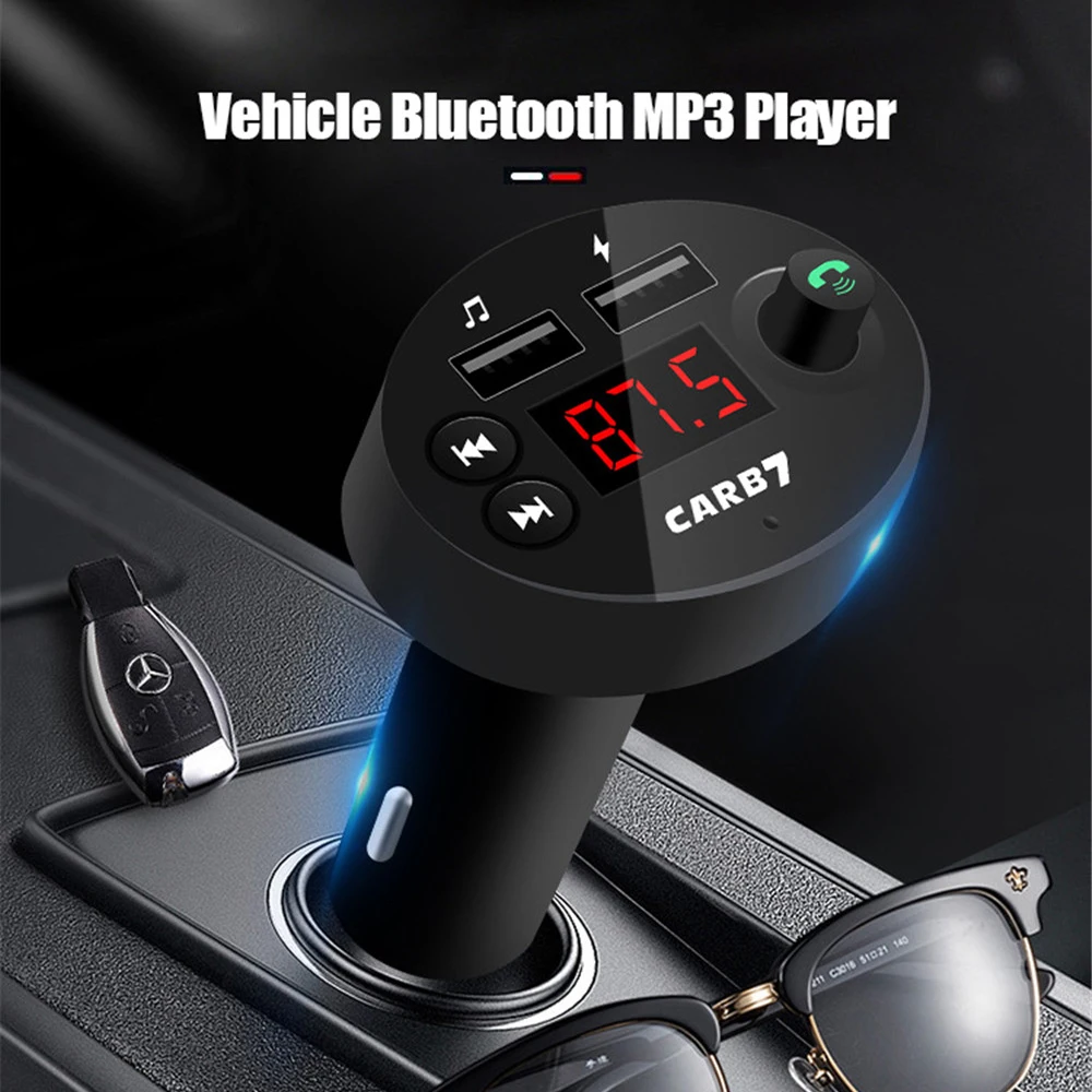 Автомобильный FM передатчик B7 Bluetooth 5 0 MP3 плеер быстрое зарядное устройство с двумя